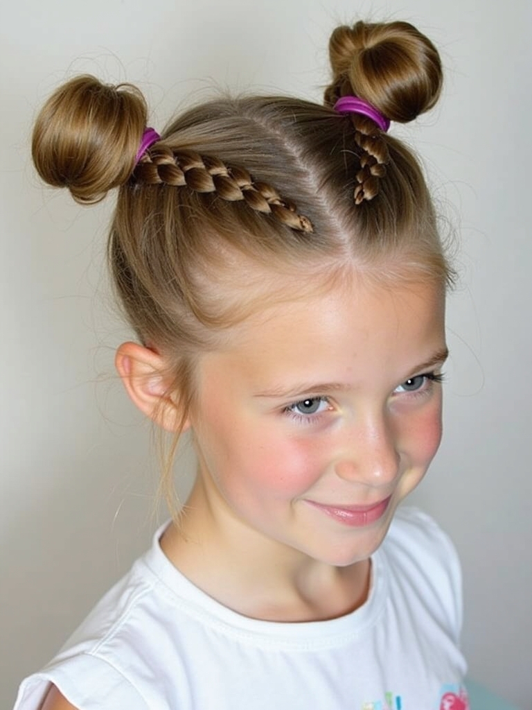 Hairstyles For School: Space Buns With Braids