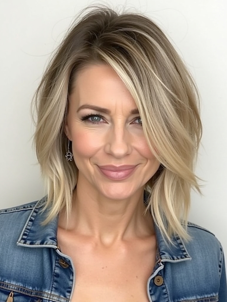 Hairstyles For Thin Hair Fine Over 50: Feathered Bob